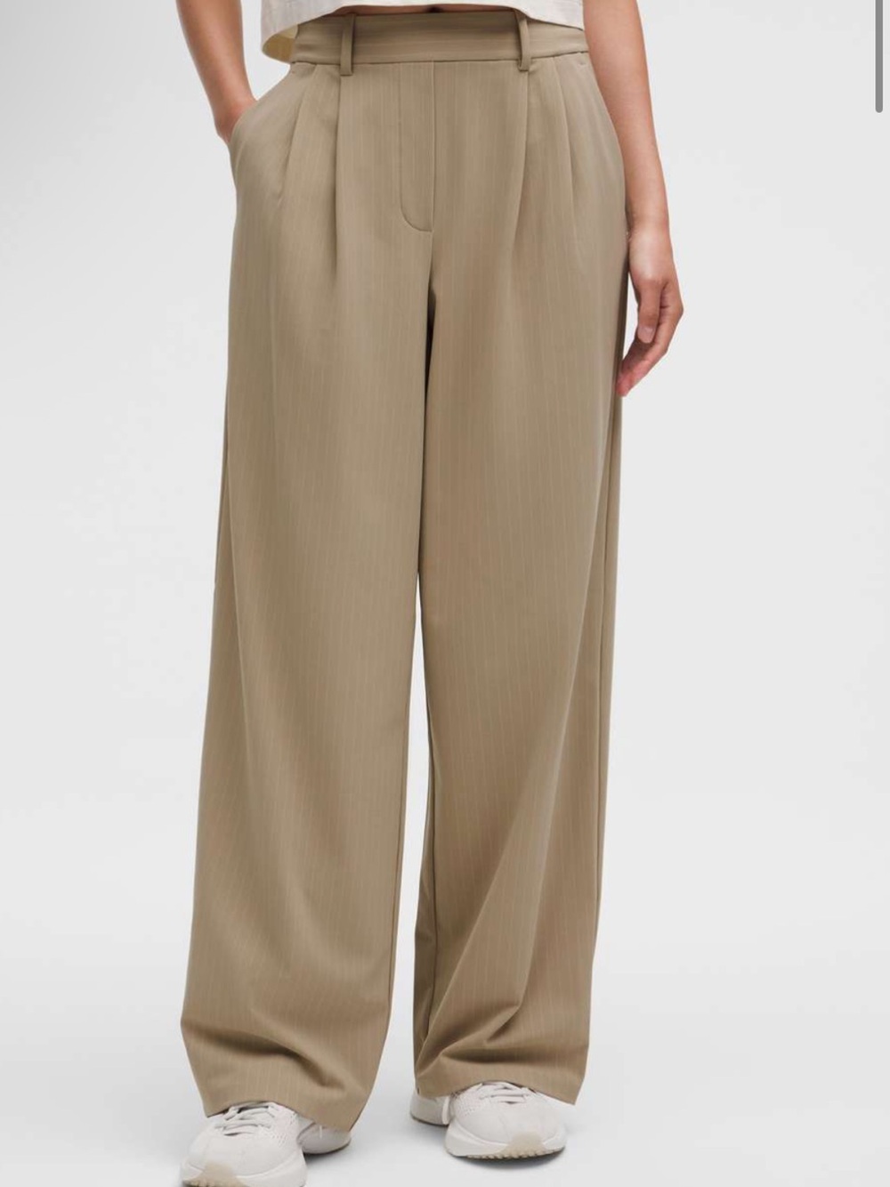 Lululemon Daydrift High Rise Wide Leg Trouser Sheer Oak Light Ivory Size 10 EUC